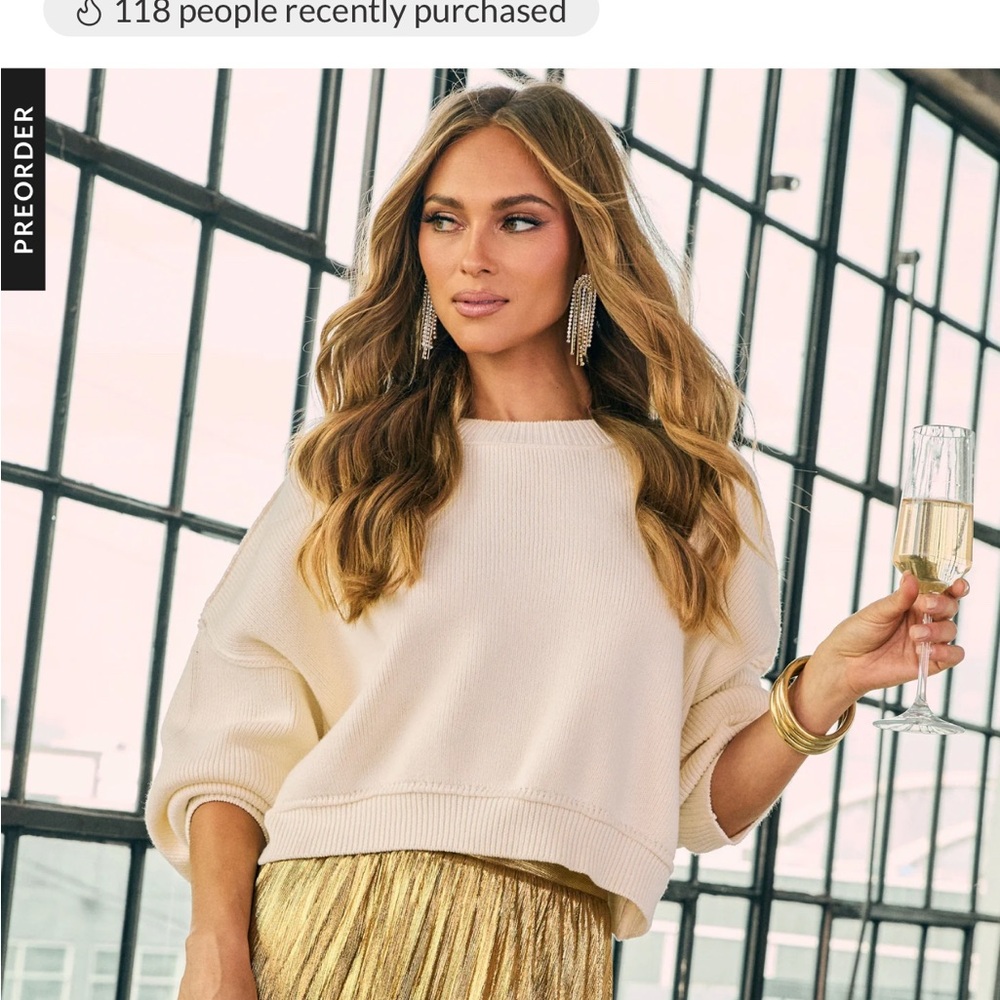 Vici Elouise Cropped Crewneck Sweater